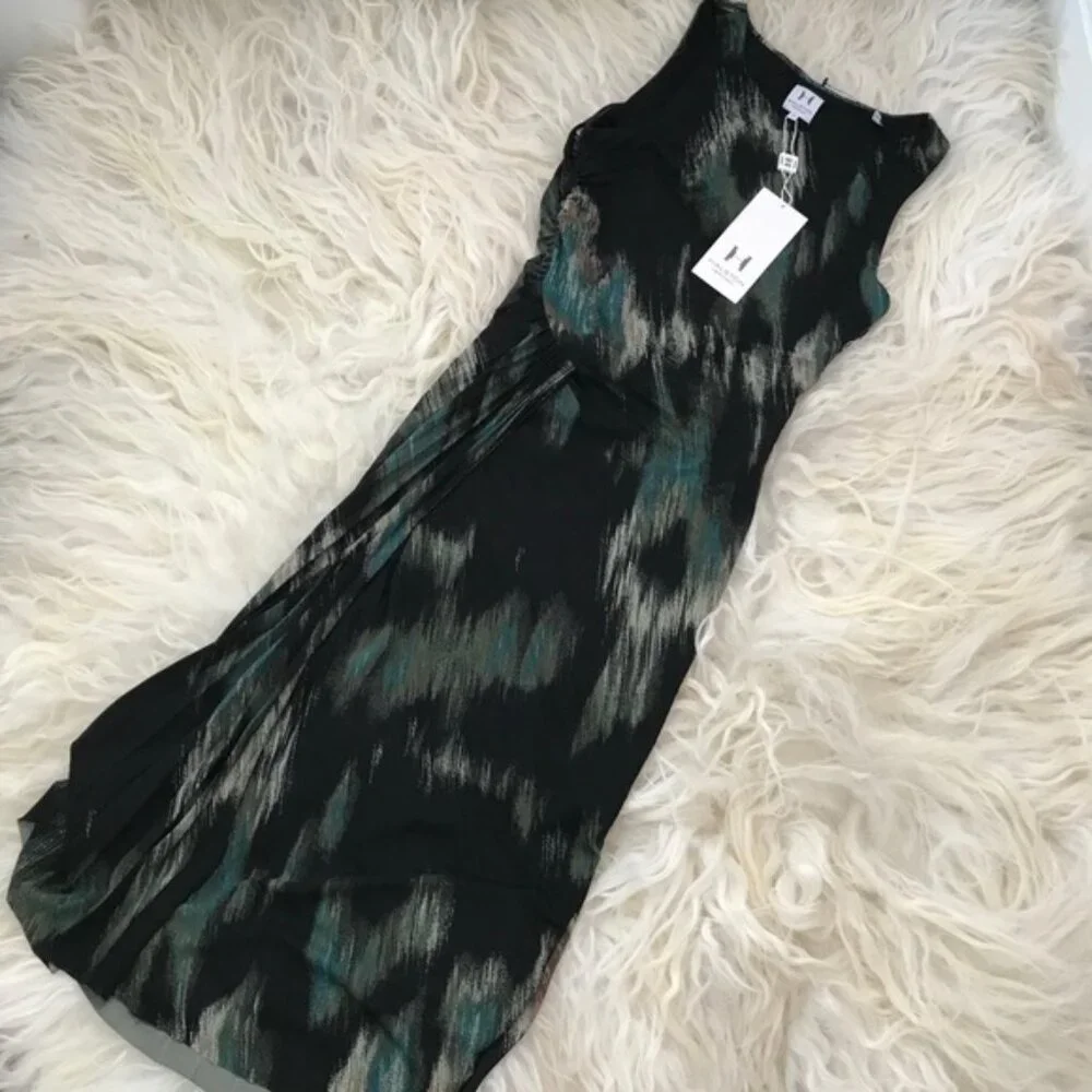 Halston Heritage Pleated Faux Wrap Cocktail Dress - Picture 2 of 9